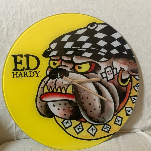 Ed Hardy Wall Decor Ed Hardy Round Glass Walk Clock Poshmark